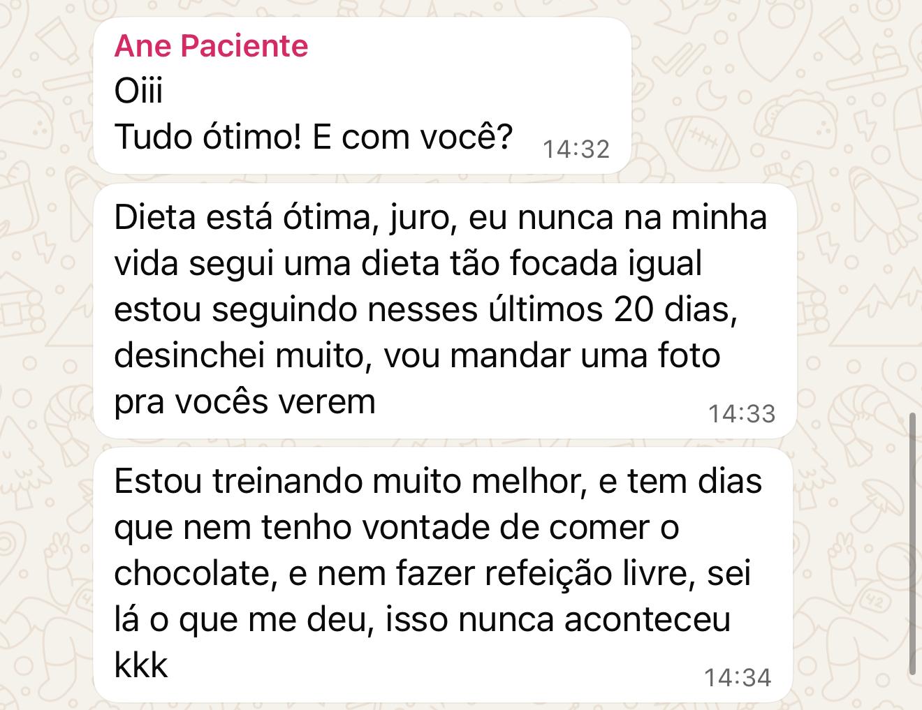 Depoimento Ane — Nunca na minha vida segui uma dieta tão focada. Desinchei muito, estou treinando muito melhor.